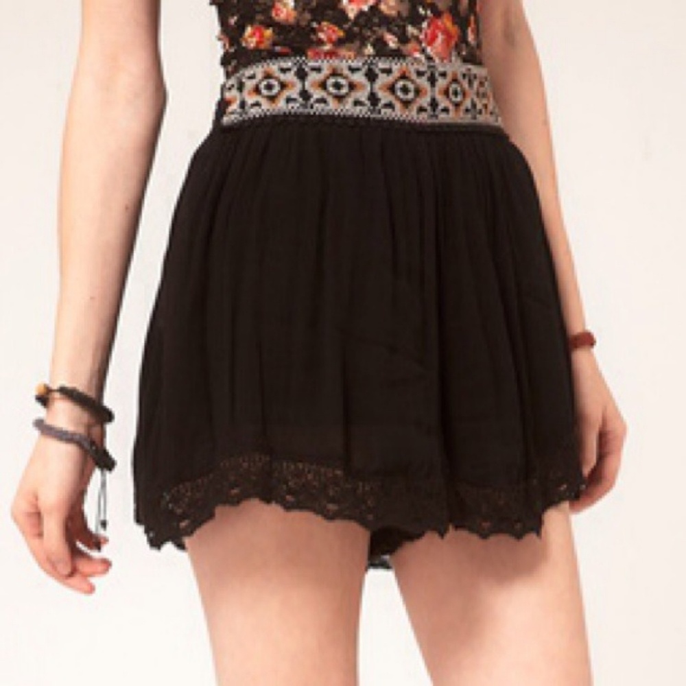 Free People Moroccan Lace Trim Embroidered Shorts